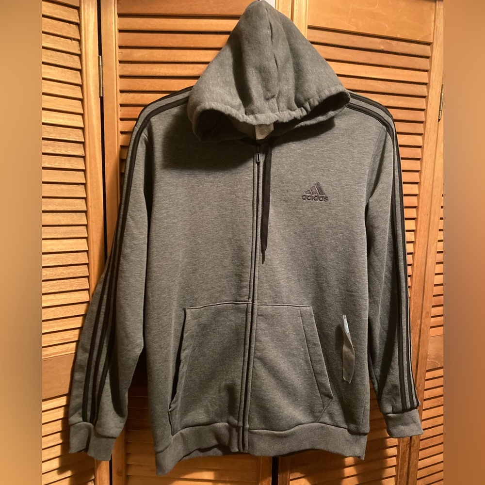 Adidas Gray & Black Zippered Front Hoodie